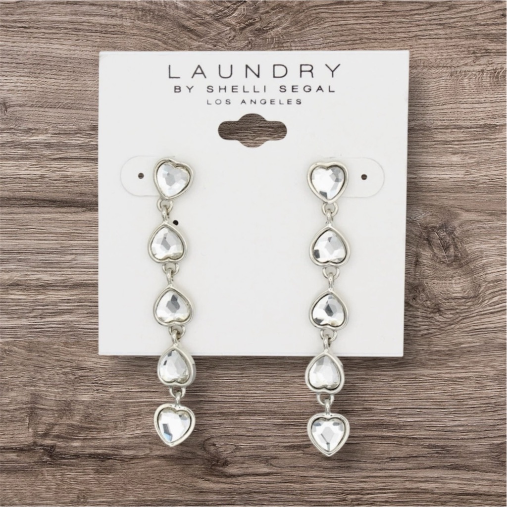 Laundry By Shelli Segal Silver Heart Drop Earrings 9$